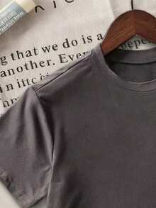 3pcs/Set Boys' Cartoon Slogan Print Short Sleeve T-Shirts - Dark Grey - View 4