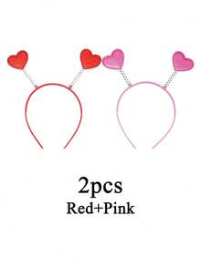 2 st. paljett-hjärtformat hårband, alla hjärtans dag-moderikt hårband, rött och rosa paljett-huvudbonad med cupidhuvuden, hårband med alla hjärtans dag-accessoarer för festtillbehör, romantiska håraccessoarer alla hjärtans dag, frierier, födelsedagar och nyårsfiranden, fest-/födelsedagsaccessoarer - Multifärgad - Visa 12