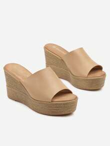 Women's Boho Wedge Sandals - Summer Casual Travel - Apricot - View 5