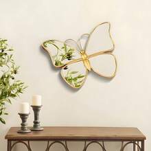 1pc Creative Decorative Mirror, Luxury Vintage Butterfly Decor, Unique Wall Hanging Mirror For Living Room - Gold 1-pack - View 7