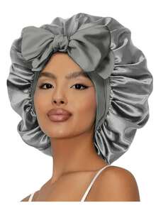 1顶可调节双层缎面睡帽，女士丝绸睡帽，减少摩擦和毛躁，适合自然卷发