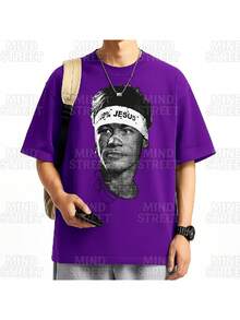 Jr Football T-Shirt Unisex Men Women 100% Cotton Premium Top Streetwear New Release Immediate Shipping Various Colors!! Plus Size - 紫色 - 查看 2