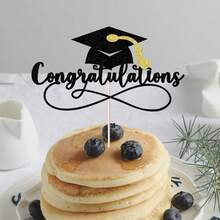 Congratulations 2025 Graduation Cake Topper,Congrats Grad Cake Decor - 2025 High Schoolsss/College/Senior Graduation Party Decorations Supplies (Black Gold){Inchcolor_nameinch:InchBlackGold(1)Inch} - Vàng đen(1) - Xem 5