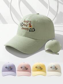 1 件装水洗纯色复古个性化女士棒球帽