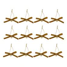 Adornos navideños de terciopelo con forma de lazo, adornos clásicos de campana, elegantes decoraciones colgantes para el hogar - marrón café - Ver 6