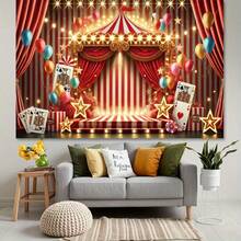 1 pieza de tela de poliéster de uso múltiple con diseños de globos y tarjetas de colores vibrantes, ideal para decoraciones de carnaval, cumpleaños y bodas - no se requiere electricidad, fácil de configurar como accesorios para fiestas y photobooth, decoraciones para fiestas con tema de carnaval - Multicolor - Ver 3