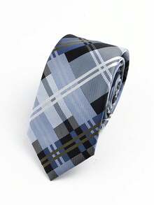 1 pieza Corbata delgada formal de negocios para hombres a cuadros y rayas de 6 cm, adecuada para el trabajo, uso diario, bodas y fiestas