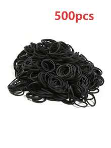 500/1000/2000pcs Small Black High Elastic Durable Rubber Bands, 16mm