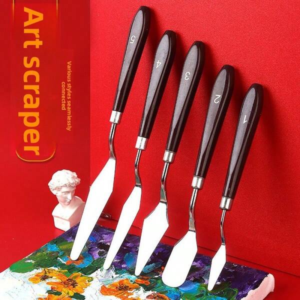 5pcs Painting Palette Knives Set, New Type Mixing Spatula, Oil Painting Acrylic Scraper, Texture Knife, Irregular Scraper, Art Supplies