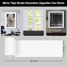 10M Black Wood Grain Mirror Frame Border Peel And Stick Wallpaper, Removable PVC Waterproof Bathroom Mirror Tape Sticker Trim, Kitchen Wallpaper Self Adhesive Decor Sticker 2x 393 - 2'' X 393'' + White - View 4