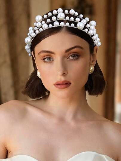 1 Stück eleganter mehrschichtiger Perlen-Haarreif, vielseitiges Braut-Hochzeits-Party-Feiertags-Gelegenheits-Haarzubehör