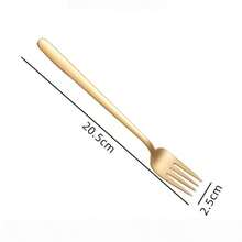 Furculiță cu mâner lung placată cu aur, din oțel inoxidabil 304, lustruită oglindă, de înaltă calitate