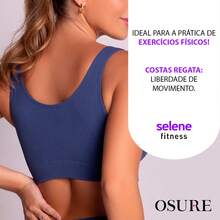 Selene Women's Seamless Ribbed Top High Support No Pad Fitness Comfortable Breathable Gym Top - Xanh chàm - Xem 4