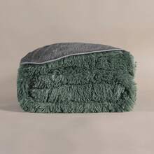 cobertor super grueso everest reverso borrega Matrimonial xl jumbo vianney pelo alto invierno cálido, cobija invierno premium, manta matrimonial gruesa, textil cálido moderno, cobertor jumbo pelo alto - Verde - Ver 4