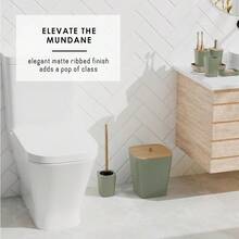 Clara Clark Bathroom Accessories Set - Bathroom Set, Bathroom Accessory Set, Shower Curtain Set, Toilet Brush, Trash Can & Soap Dispenser - Black - 20PC