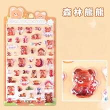 Pegatinas de panda de dibujos animados en 3D con relieve de cristal, pegatinas decorativas lindas para niñas, teléfonos - Multicolor - Ver 18