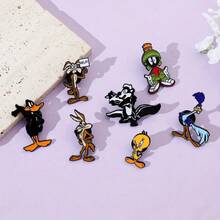 华纳兄弟 1/7 件套趣味创意胸针套装，达菲鸭珐琅别针，背包服装配饰，金属徽章配饰，送给朋友的礼物 - 均碼 - 查看 4
