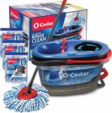 O-Cedar RinseClean Spin Mop & Bucket System + 2 Extra Mop Heads |   Clean With Water |   Removes 99% Of Bacteria Plastic - Rinseclean旋轉拖把和水桶 - 查看 12