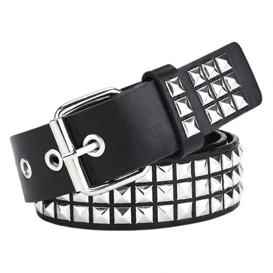 Women's Studded Belt - Punk Rock Gothic Belts For Women -Leather Spiked Belts - Casual Fashion Thick Belts - Gothic Style Accessories - 多色201 - 查看 1