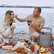 Wedding Gifts For Couples Bridal Shower Gifts Engagement Gifts For Newlyweds Mr And Mrs Gifts - Wine Cooler Bag Insulated Wine Carrier Tote With Tumblers Bamboo Cheese Borad AU13624-G2 - Grey - View 2