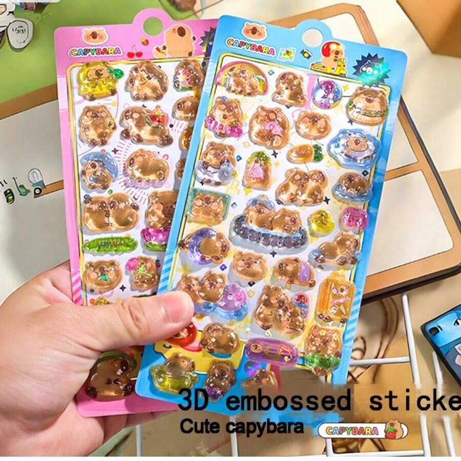 Zufällig ausgewählter 3D Hochtemperatur-Capybara dekorativer transparenter Aufkleber, verwendet für Schreibwaren, DIY Handyhüllen und Laptop-Dekoration