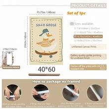 1pc, Canvas Wall Art, Framed Nursery Wall Art Charming Illustrations, Whimsical Children's Wall Decor Featuring Ducks, Dinosaurs And Puppies Adorable Animal Wall Art, Dreamy Nursery Decor Ideal For Children's Rooms, Nurseries, Playrooms, Kindergartens, Boys' Rooms, Girls' Rooms And Play Areas Waterproof. Perfect Party Gift - Multicolor - View 15