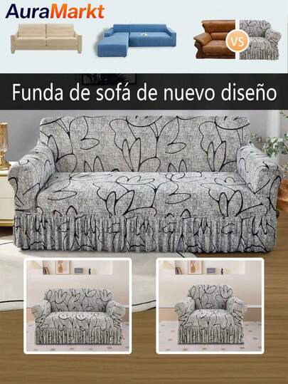 AuraMarkt 1/2/3/4 Plazas de funda de sofá Todo incluido y elástica y gruesa resistente a la suciedad, Conjuntos de Moda y Comodidad - Protege de Manchas y Desgaste, Ideal para Mascotas,sala, dormitorio, cuatro estaciones,sofá con banda elástica, lavable en máquina, lavable a mano de tejido jacquard para sala de estar, tela suave