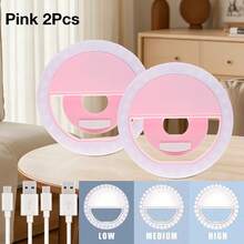 Yogle Rechargeable LED Selfie Ring Light, With Three Brightness Levels To Adjust, Featuring A Clip-On Design. It's A Beauty-Enhancing Self-Portrait Tool For Female Streamers, A Mini Phone Fill Light, And A Portable Makeup And Night Light. Compact And Lightweight, It's Ideal For Photography, Video Recording, And Travel. - Multicolor - View 10