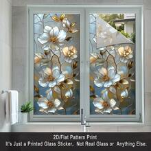2D Flat Surface, 1 Piece Of Window Sticker, 2D Flat White Floral Art Pattern PVC Electrostatic Adsorption Window Film, Elegant And Light Luxury Style Home Decoration Window Film Decals For Living Rooms And Bedrooms, Artistic Atmosphere + Privacy Protection, Custom Sizes Available, Home Decoration, Floral Art Design, Glass Craftsmanship Texture, Durable Material, Electrostatic Adsorption Type, 2D Flat Surface, Window Art Decoration - 17.72*39.37吋(45*100公分) - 查看 1