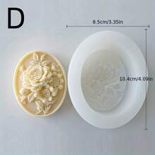 Embossed Flower Candle Mold Cake Baking Mold DIY Oval Aromatherapy Handmade Soap Mold - Transparent White - View 12