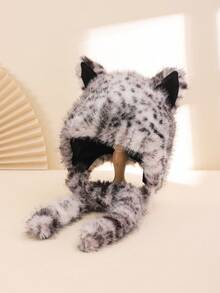 1 件女士豹纹仿皮草耳套，保暖防风，时尚、可爱、有趣，适合日常、休闲、派对、理想礼物，秋冬 - 豹紋 - 查看 14