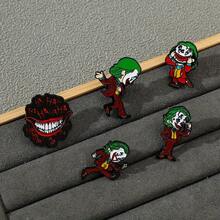 Warner Bros 1/5 Pcs Cartoon Anime Brooch Set Personalized The Joker Character Shaped Enamel Pin Metal Badge Jewelry Clothing Backpack Accessories Gift For Friends - One Size - View 7