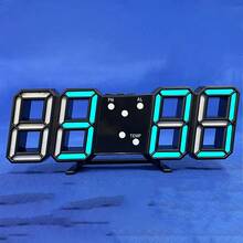 1条USB充电线供电的3D数字闹钟，卧室发光LED壁钟，简约多功能电子钟，创意3D立体数字钟，简约时尚夜灯闹钟，客厅卧室智能光感应闹钟，可悬挂或放置 - 彩色 - 查看 16