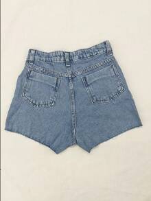 Women's Simple Denim Shorts 3071 - 中等水洗藍 - 查看 2