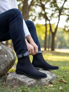 Botas vaqueras chelsea camel y negro para hombre en gamuza estilo charro clásico Negro y cafe, cómodas, duraderas y versátiles para uso diario Botines De Cuero Botin - Negro - Ver 4