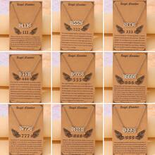 Goodwaro 1 pieza Collar de número angelical para mujer, colgante de número de acero inoxidable con alas de ángel, cadena de clavícula de bendición