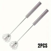 1/2 Pcs Multi-Function 4-Speed Manual Hand Mixer - No Battery, Suitable For Baking And Cooking - Silver - View 9