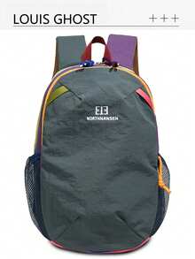 City Explorer Series Multi-Color Functional Backpack Set | Purple/Gray/Brown Color Block Design, Showcasing All-Scenario Aesthetics - Elastic Cord System * Multi-Pocket Layered Design, One Set Of Equipment Can Meet Campus, Outdoor, And Commuting Needs, Matte Gray Nylon Material, Understated Urban Gene. - Multicolor - View 13