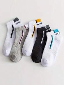 5 Paar unisex Socken mit Buchstabenmuster, niedrig geschnittene, atmungsaktive Lässig Socken geeignet für Frauen und Männer