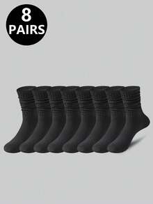 2/5/6/8 Pairs Men's Mid-Calf Socks, Casual Minimalist, Suitable For Couples, All Seasons - Multicolor - View 7