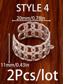 2 piezas/lote Anillos con forma de estrella de mar y corazón chapados en oro de 18K PVD, accesorios de acero inoxidable ajustables, base de anillo abierto geométrico de cadena ancha para hacer joyas DIY - Anillo DIY - Ver 12