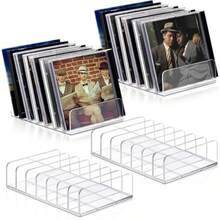 4Pack Clear Acrylic Cd Holder Vinyl Record Display Storage Box MultiFunctional Compartment Storage Rack Can Accommodate Up To 14 Standard Dvd Boxes For Media Shelf Organization