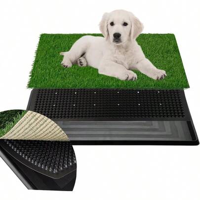 Dog Grass Pad With Tray 3 Layered System Potty Training Pad For Dog Odor Free Dog Litter Box For Indoor Balcony 42 * 52cm
