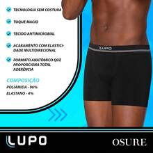 Kit Of 6 Lupo Men's Microfiber Seamless Boxer Briefs, Original Size 436 - Black and Navy - View 5