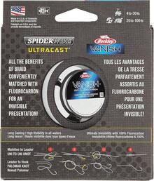 Spiderwire UltraCast - Línea de Pesca Trenzada con Bobina de Pesca Doble Berkley Vanish - Camuflaje Aqua/Transparente - Ver 7