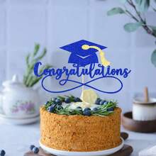 Congratulations 2025 Graduation Cake Topper,Congrats Grad Cake Decor - 2025 High Schoolsss/College/Senior Graduation Party Decorations Supplies (Dark Blue Gold){Inchcolor_nameinch:InchDarkBlueGoldinch} - 深藍色金色 - 查看 5
