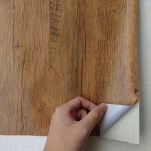 1卷防水木纹壁纸，自粘木纹图案贴纸，可移除可重复使用，适用于客厅、厨房、卧室、宿舍、家具翻新、美观装饰 - 薑黃木 - 查看 4