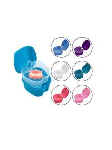 1Pc False Teeth Case Dental Retainer Denture Bath Box Mouth Guard Orthodontic Cleaning Artificial Tooth Holder Oral Hygiene Supplies False Teeth Storage Box With Hanging Net Container - Multicolor - View 9