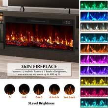 70 Inch Fireplace TV Stand Entertainment Center With 36" Fireplace, 70" Wooden TV Stand For TVs Up To 80", Media TV Console With High Gloss Storage Cabinet And 16 Colors LED Lights - 查看 7