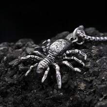1pc Gothic Retro Spider Pendant Necklace, Punk Hip Hop Stainless Steel Men's Animal Necklace, Suitable For Daily Wear, Party, Jewelry Gift